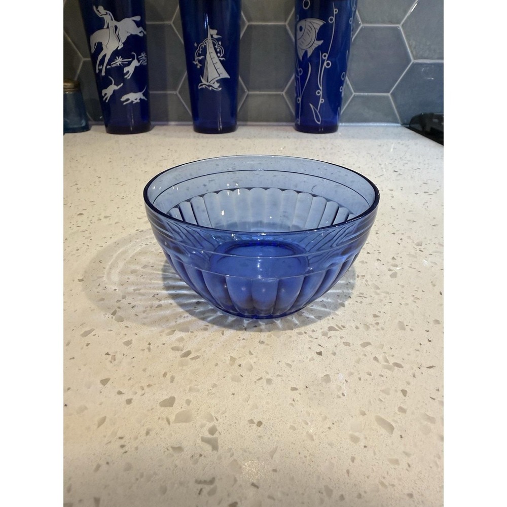 HTF Hazel Atlas Aurora Cobalt Blue 4 1/2" Deep Oatmeal Bowl Depression Glass